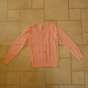 ST. JOHN'S BAY WOMEN'S SIZE S PINK SWEATER V NECK CABLE KNIT PULLOVER TOP 88% CO